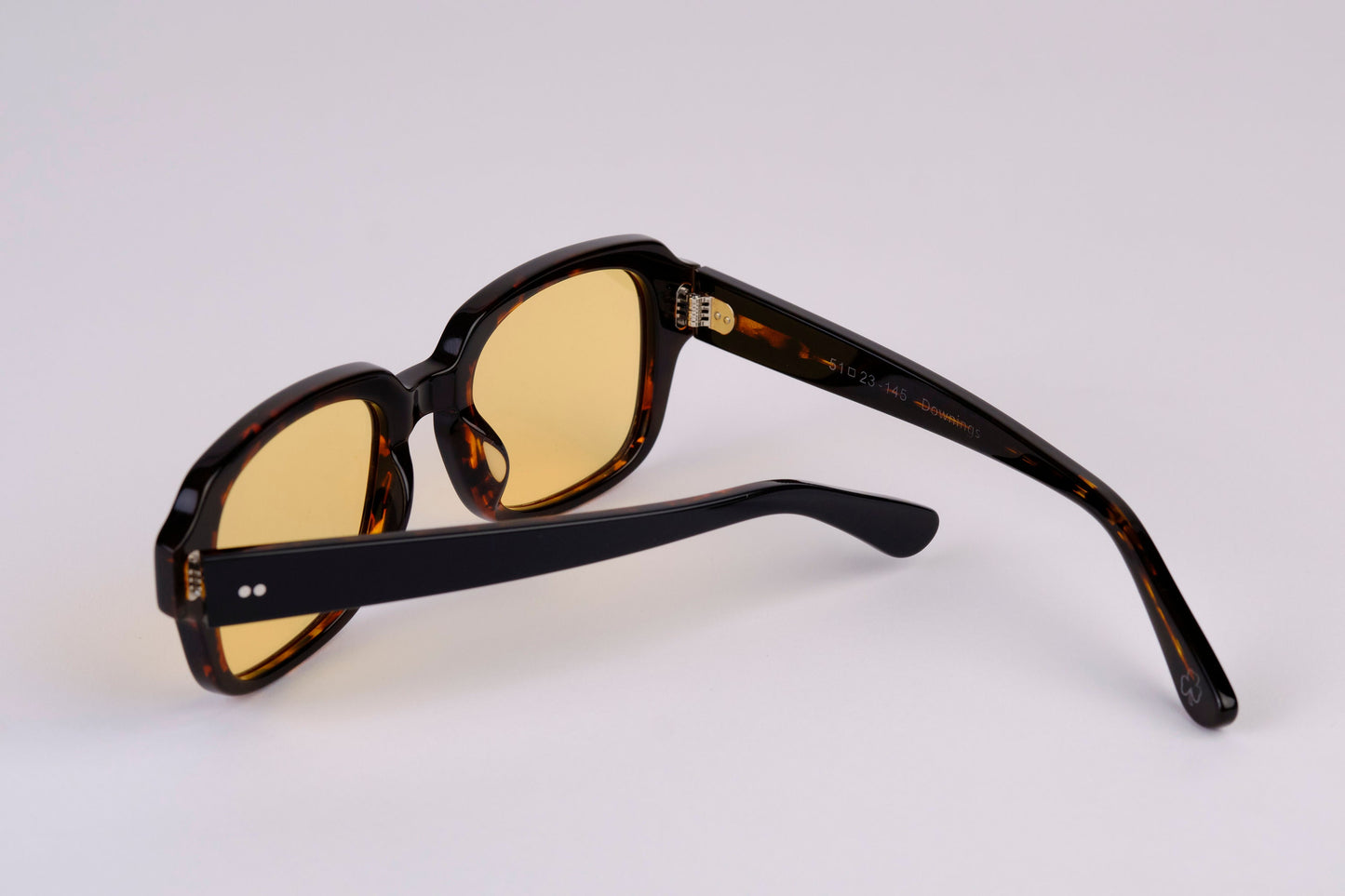 Large - NEW YORK EYERISH, "The Downings." Black/Brown Tortoise Shell Frame with Orange Lenses