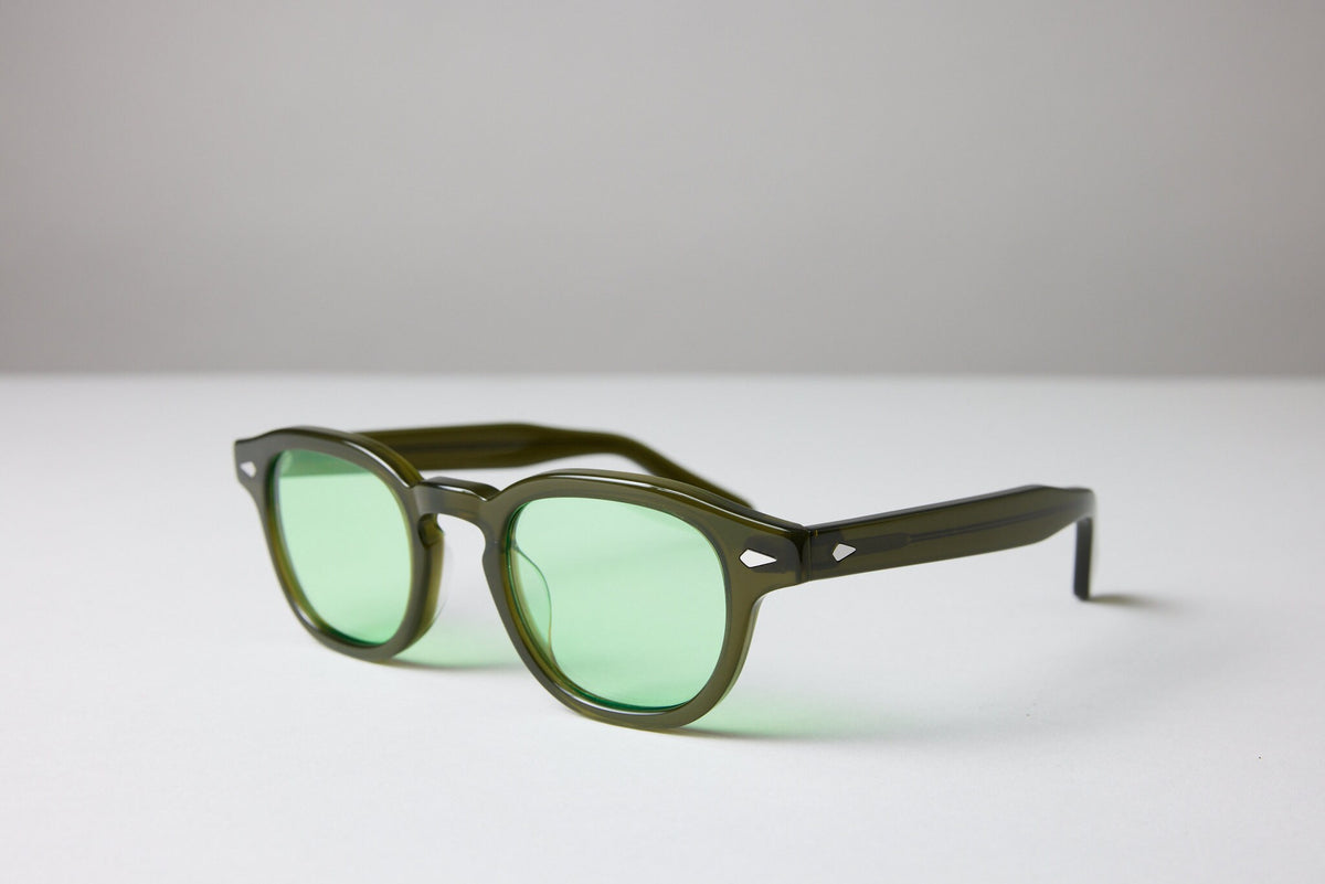 Large - NEW YORK EYERISH, Causeway. Olive Green Frame with Light Green Lenses
