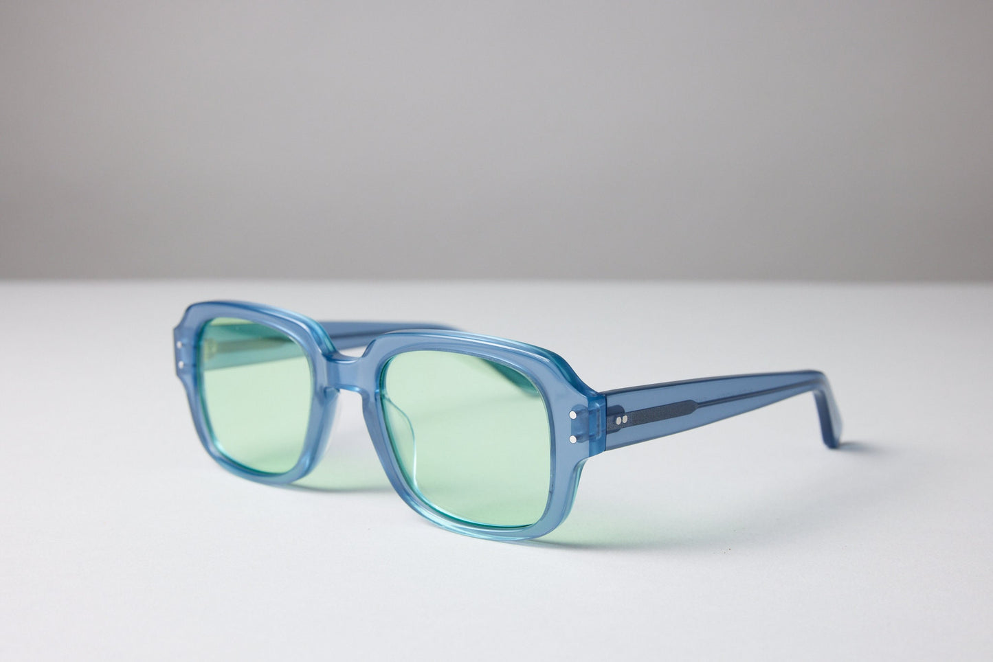 Large - NEW YORK EYERISH, "The Downings." Baby Blue Frame with Light Green Lenses