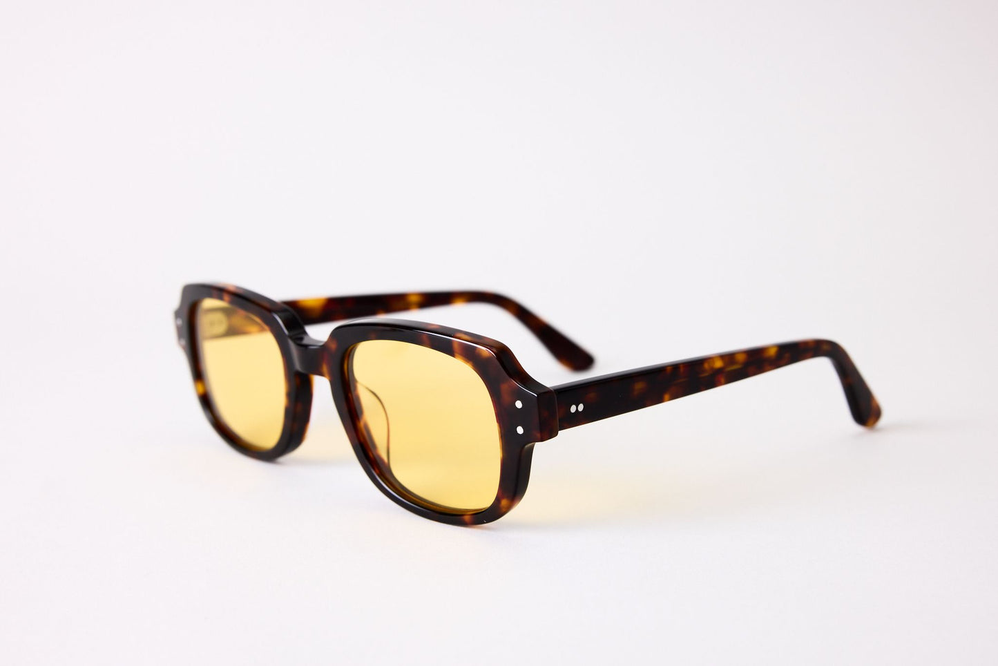 Small - NEW YORK EYERISH, "The Downings." Dark Tortoise Frame with Yellow Lenses