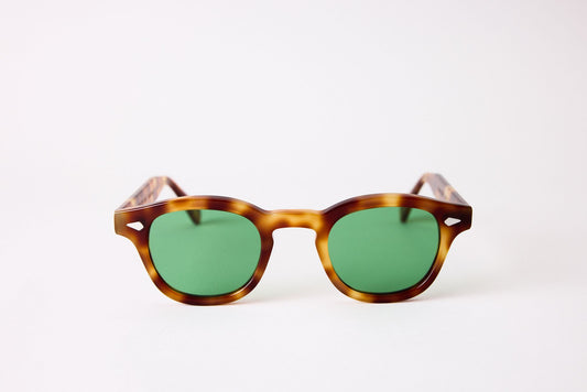 Large - NEW YORK EYERISH, Causeway. Red and Blonde Frame with Racing Green Lenses