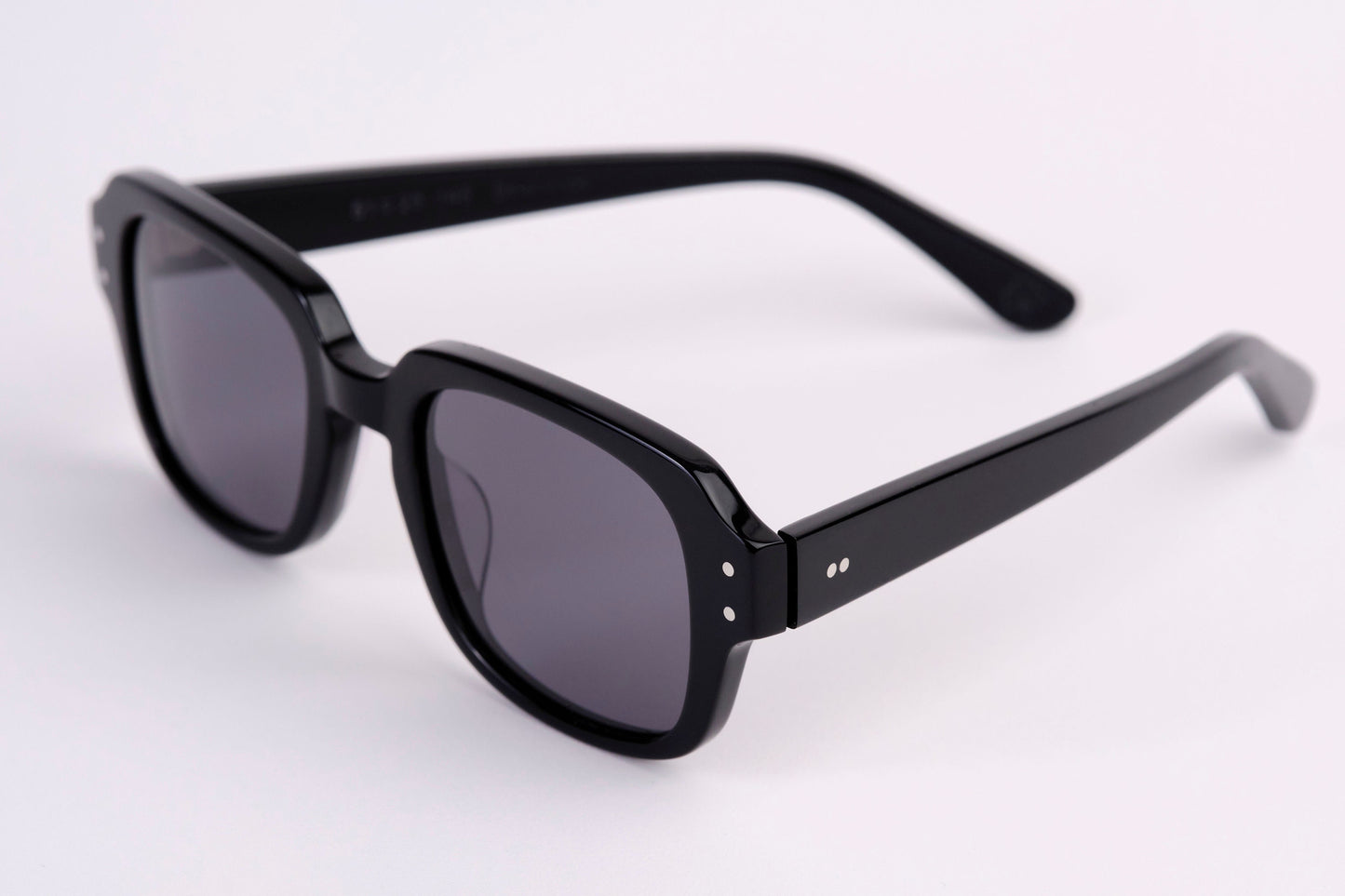 Large - NEW YORK EYERISH, "The Downings." Black Polished Frame with Grey Lenses
