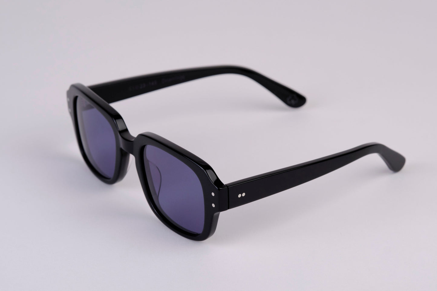Large - NEW YORK EYERISH, "The Downings." Black Polished Frame with Deep Blue Lenses