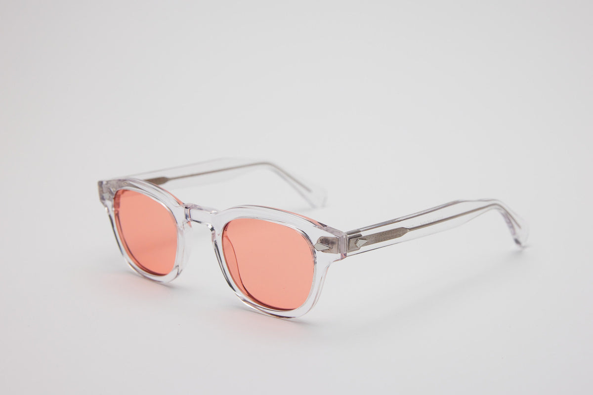 Small - NEW YORK EYERISH, Causeway. Clear Frame with Pink Lenses