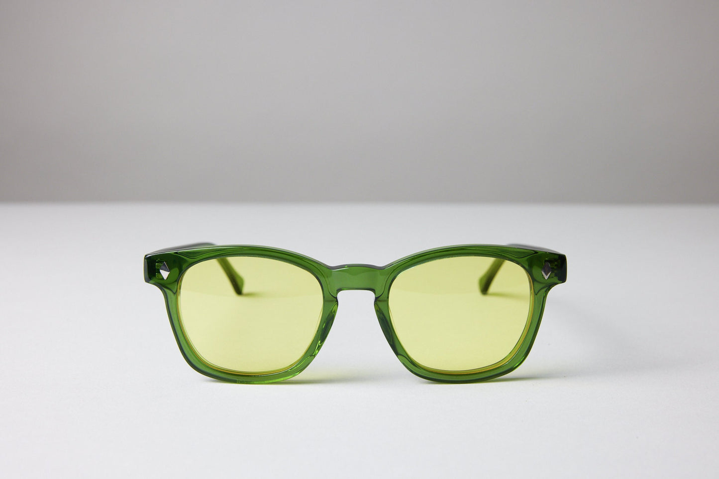 NEW YORK EYERISH, Castlerock. Bottle Green Frame with Light Yellow Lenses