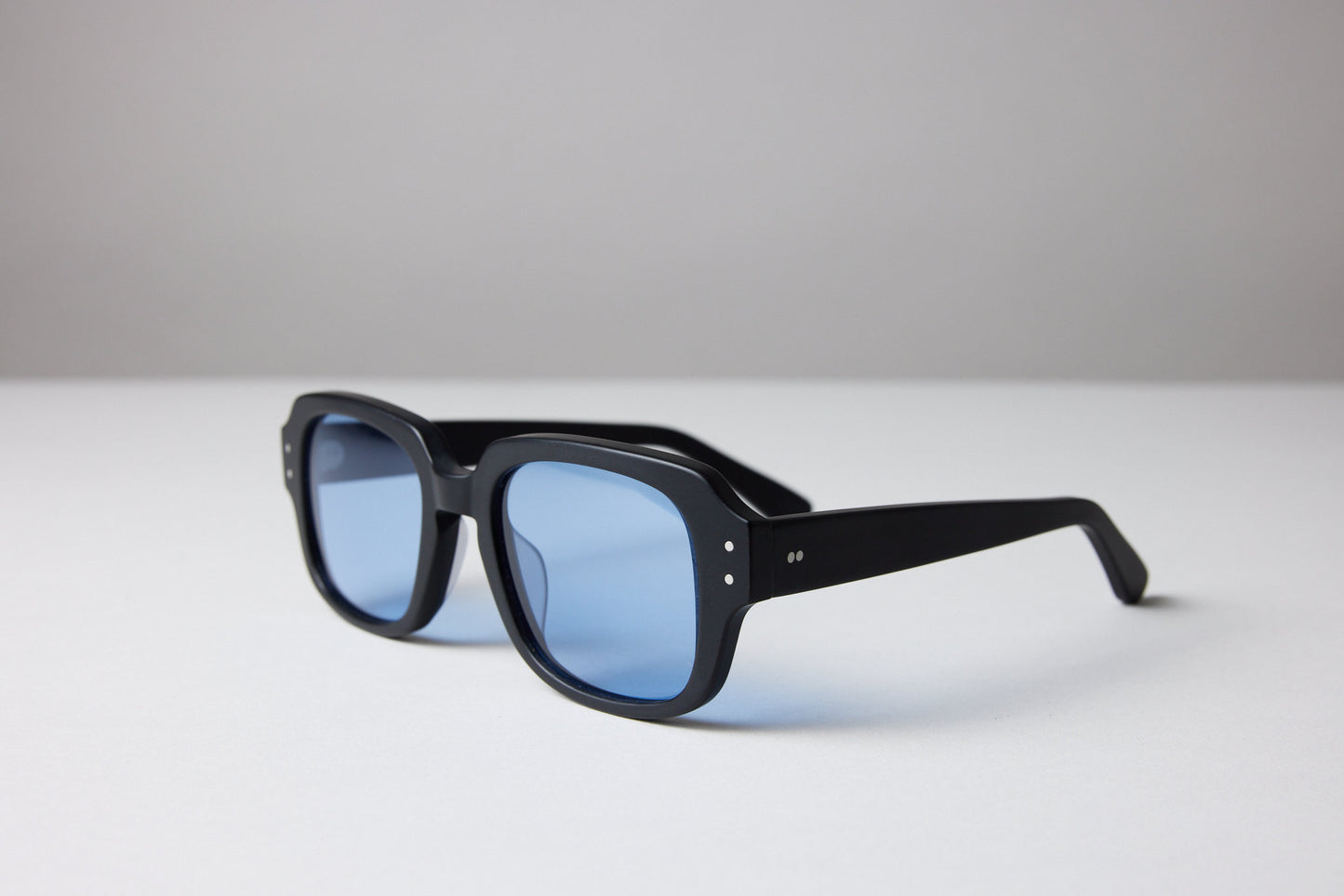 Large - NEW YORK EYERISH, "The Downings." Black Frame with Baby Blue Lenses