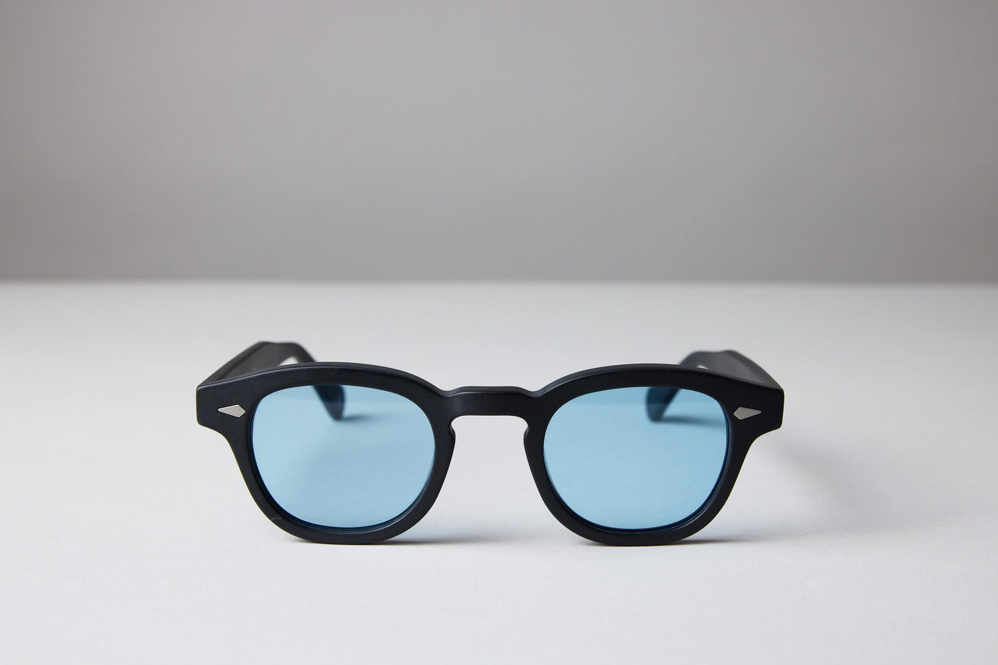 Small - NEW YORK EYERISH, Causeway. Black Frame with Baby Blue Lenses