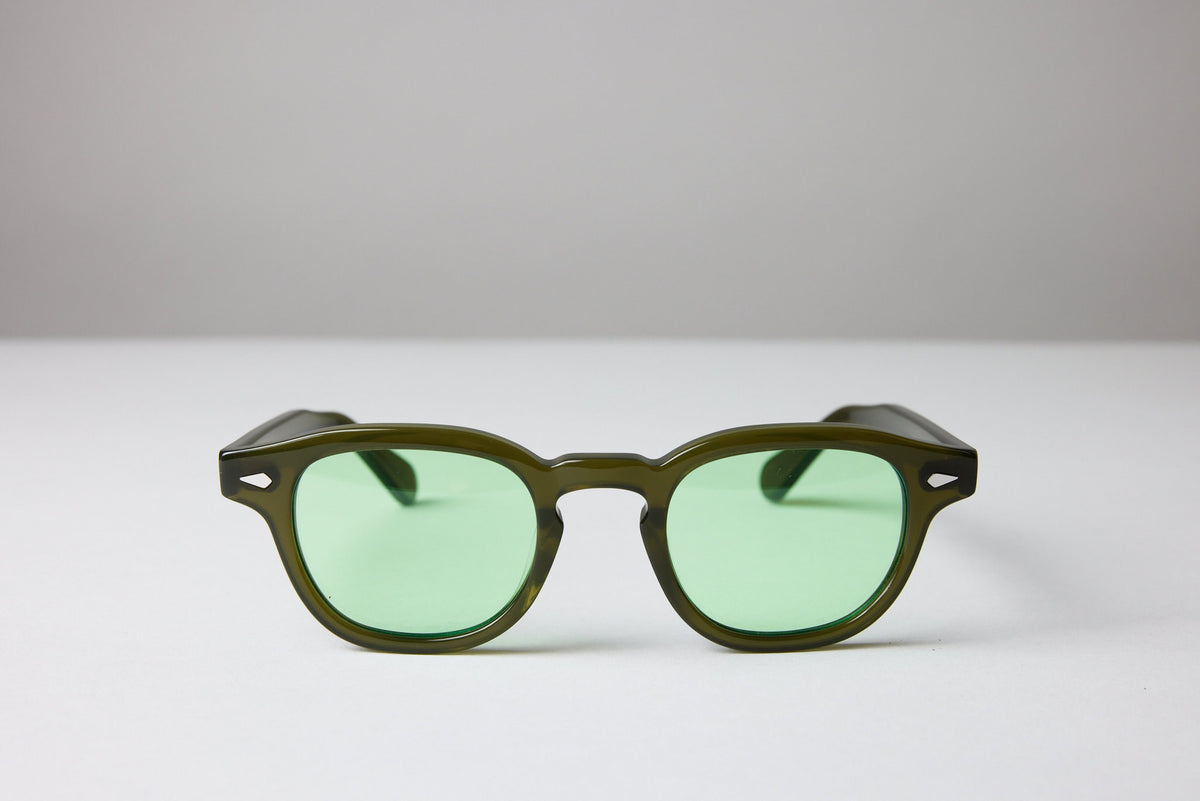 Large - NEW YORK EYERISH, Causeway. Olive Green Frame with Light Green Lenses