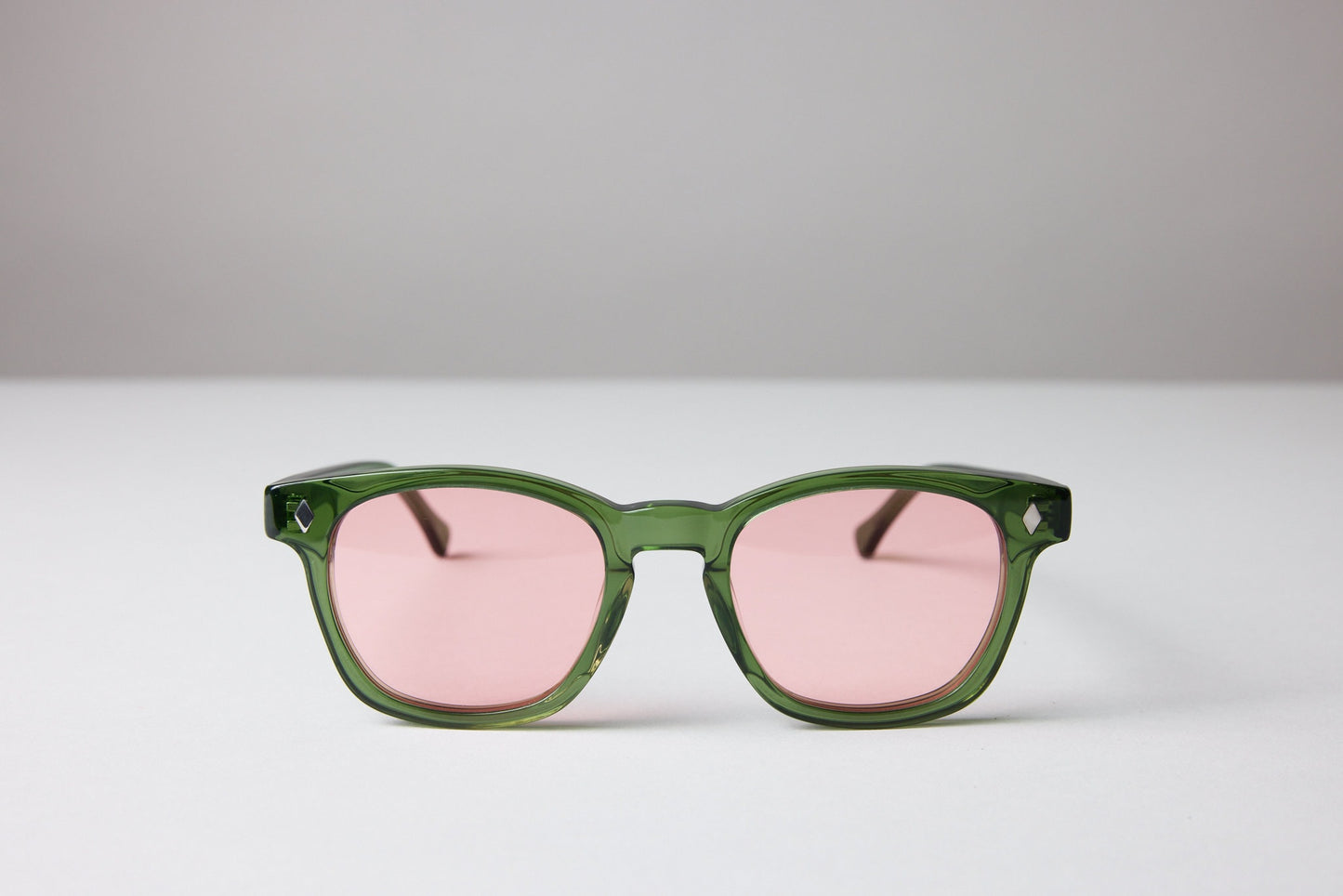 NEW YORK EYERISH, Castlerock. Bottle Green Frame with Rose Colored Lenses